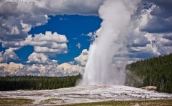 Gejzír Old Faithful (Starý věrný) - nejvyšší gezír Yellowstone NP