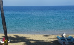 Karibik je nádherně modrý zde jsem ještě čekala na připlutí Katamaránu