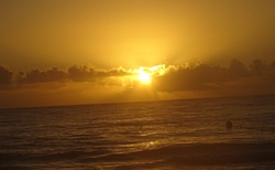 svítaní slunce nad Karibikem