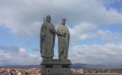 Maďarsko - Veszprém Vár - sousoší Svatého Štěpána a Gizely